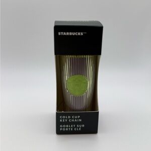 Starbucks 2025 Lime Green Purple Pleated Cold Cup Key Chain Keychain